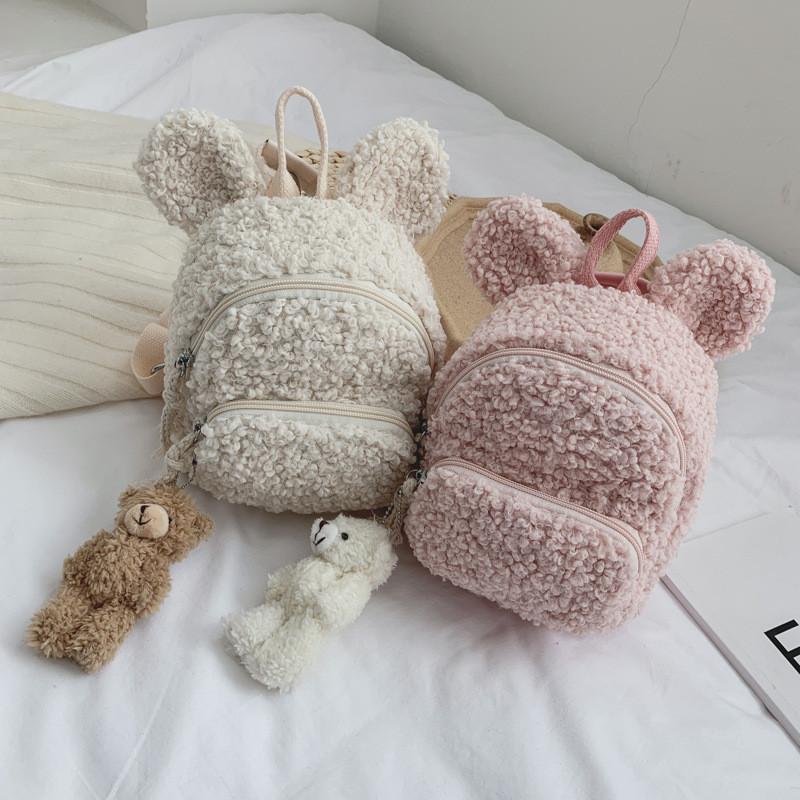 Kids Plush Bunny Ears Backpack With Breathable Lightweight Design For Kindergarten Girls