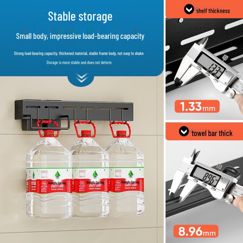 Wall-Mounted Carbon Steel Multifunctional Knife and Cutlery Storage Rack, Punch-Free Installation