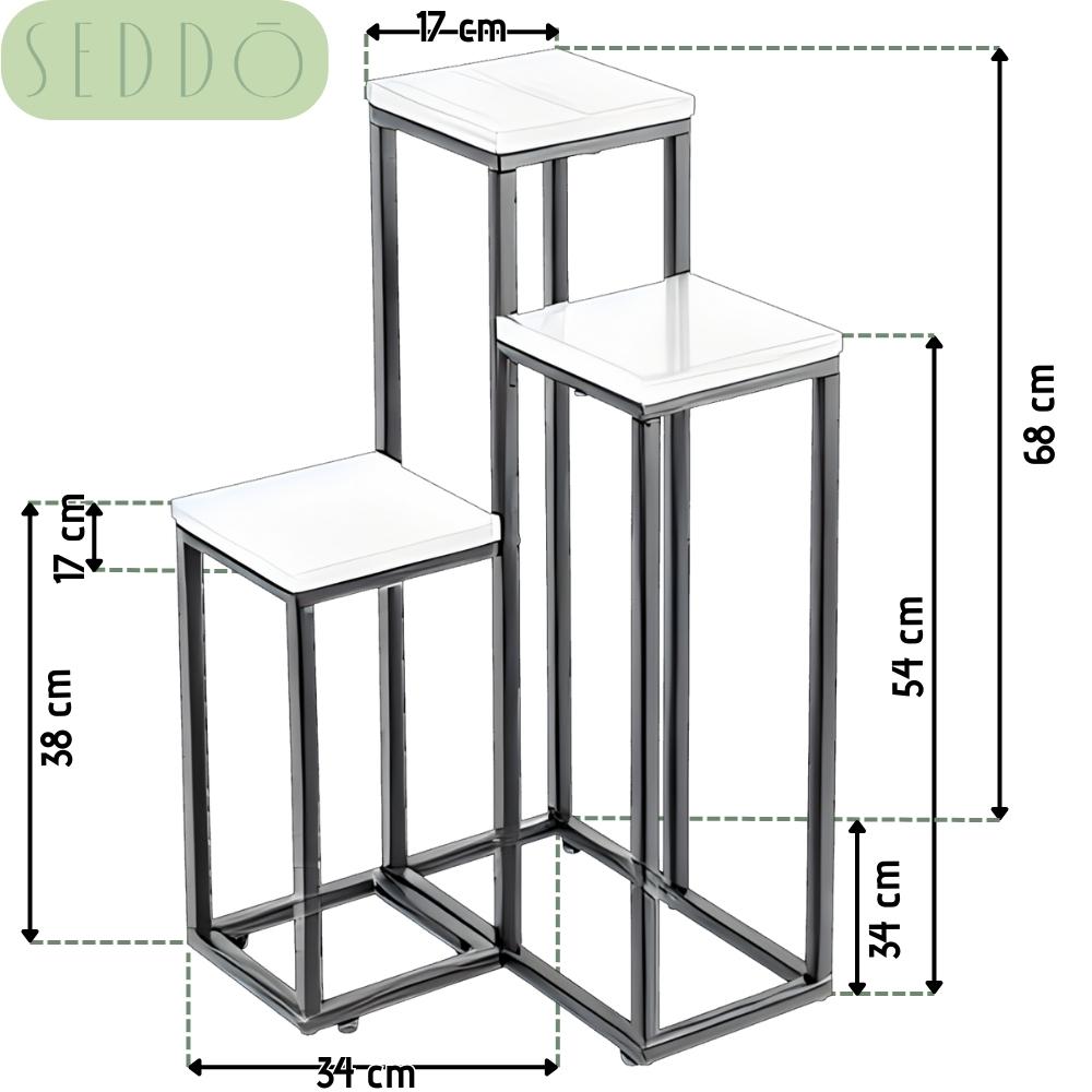 Metal standing flower stand for flowers and plants, 3-level shelf, loft 68
