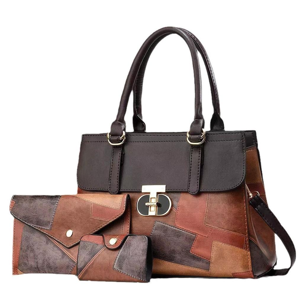 Trendy Color Block Stitching Mother And Child Crossbody Bag With Spacious Design