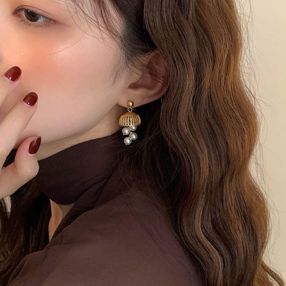 Ear Jewelry Bell Grape Shape Earrings French Style Elegant Earrings Pearl Drop Earrings  Party