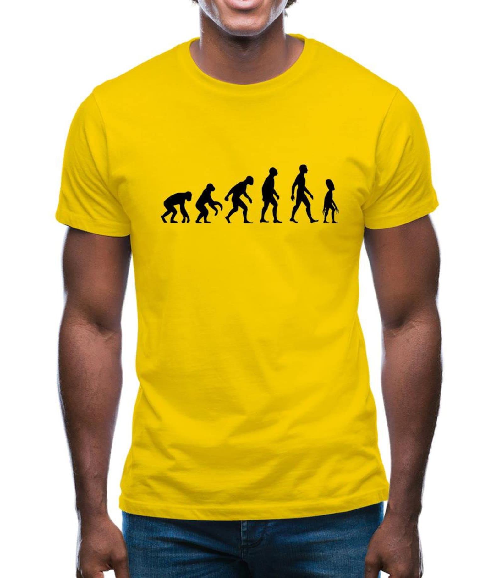 Evolution Of Man Alien Mens T-Shirt 2XL
