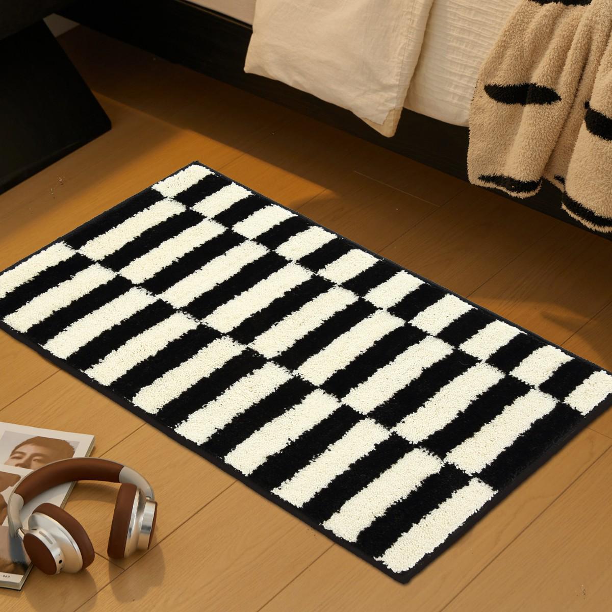 Французский Ретро Двухцветный Быстросохнущий Флокированный Противоскользящий Коврик для Ванной Комнаты и Спальни 40x60 cm