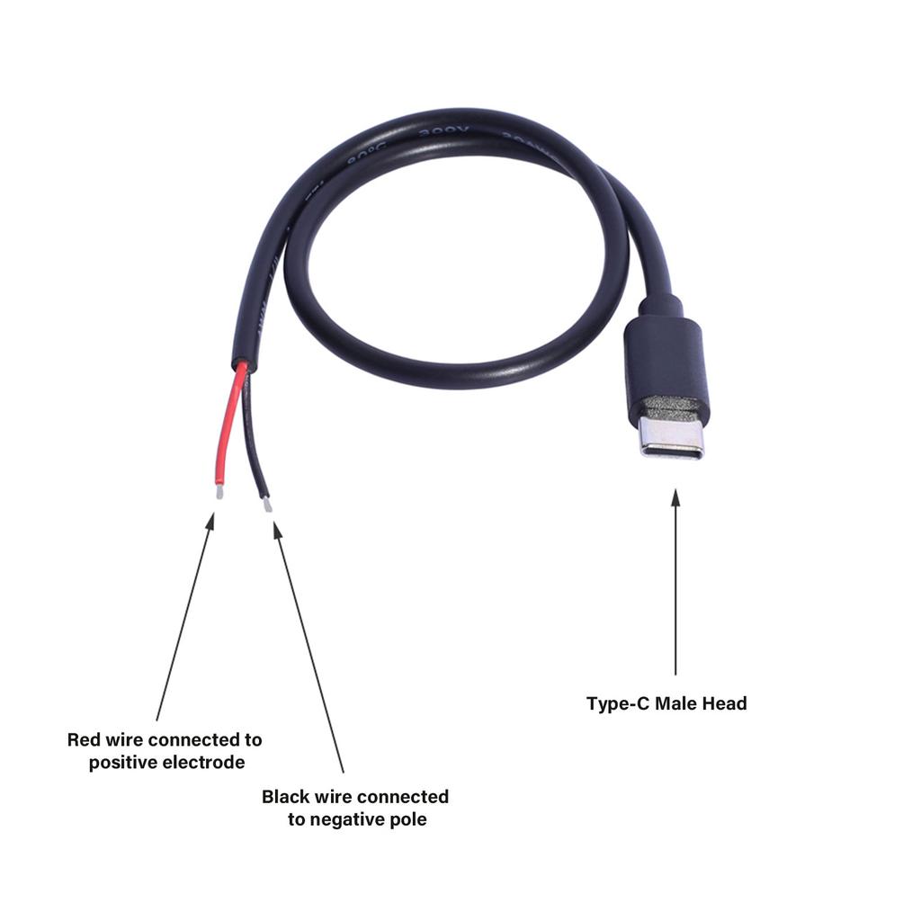USB C auf offenes Kabel Stromkabel 30CM 20AWG Pigtail-Leitung zum Aufladen von USB Typ C Geräten wie Telefonen, Tablets und mehr