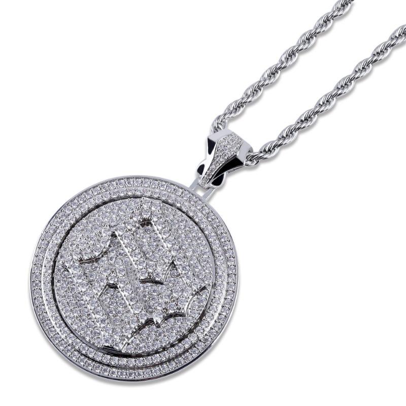 European and American Hip Hop Fashion Round Pendant Jewelry Necklace