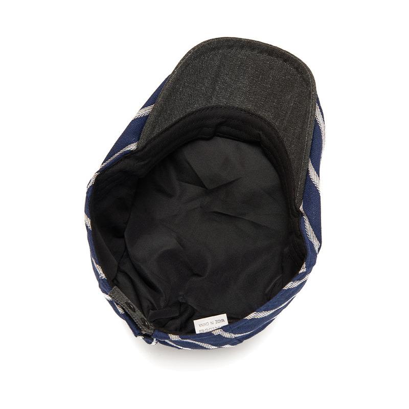 Striped Newsboy Cap for Men Casual Flat Beret Adjustable Dad Hat