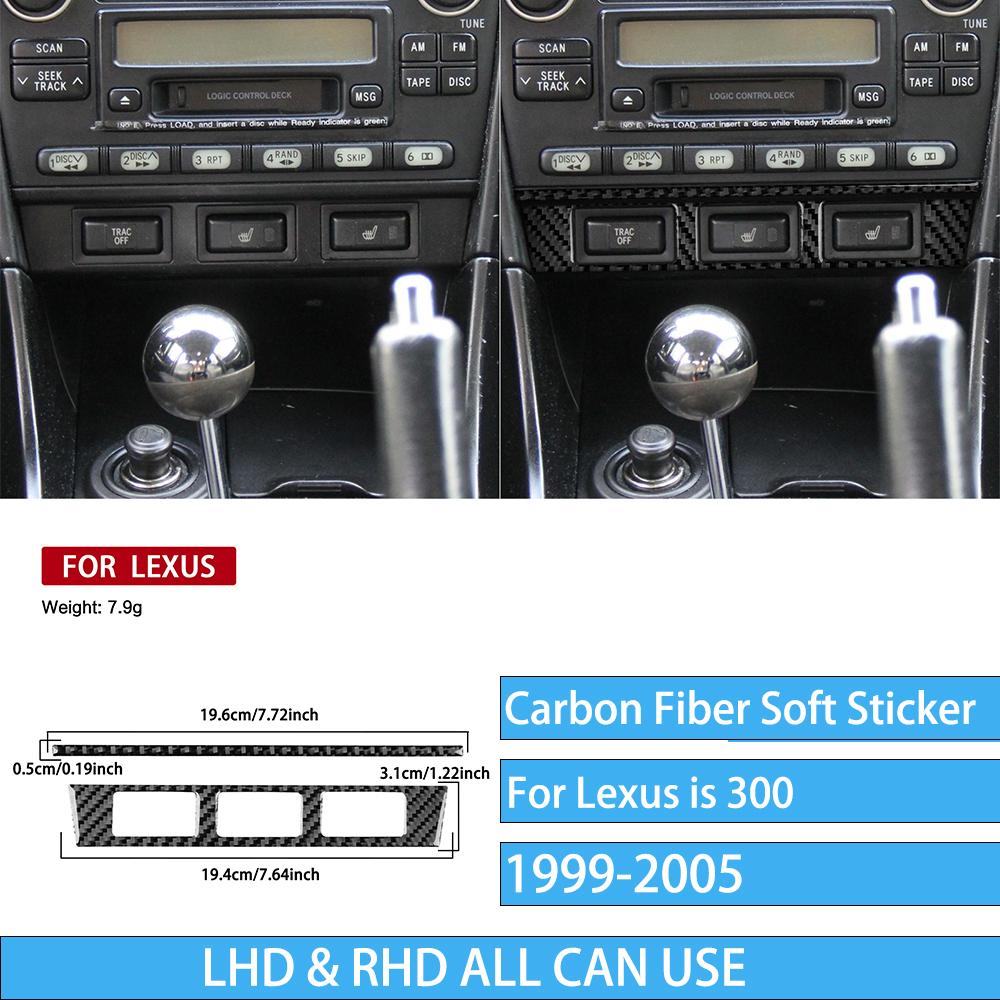 Real Carbon Fiber Car Accessories Gear Shift Set Trim Cover Soft Sticker For Lexus is 300 1999 2000 2001 2002 2003 2004 2005
