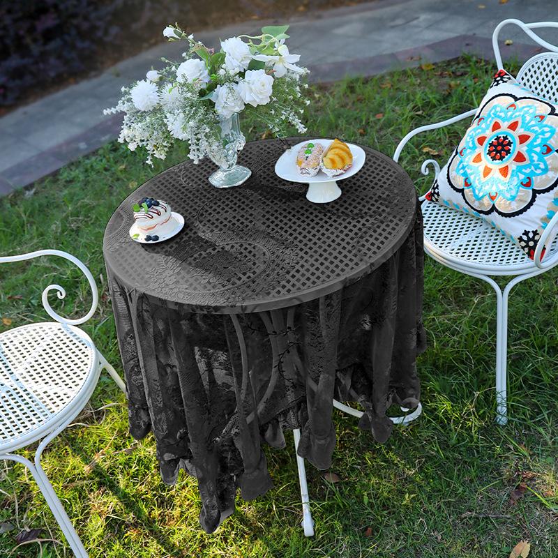 Lotus Leaf Edge Premium Green Hollow Lace Tablecloth Round Mirror Lotus Leaf Edge Small Fresh Lace Tablecloth