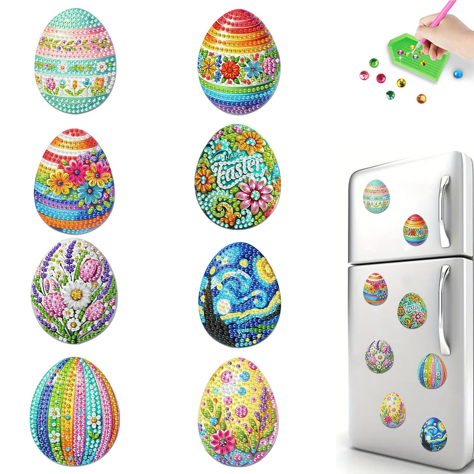 

8pcs Easter Acrylic DIY Fridge Magnet Refrigerator Sticker Special-Shaped Diamond for Beginners Gifts Home Car Garage Decors