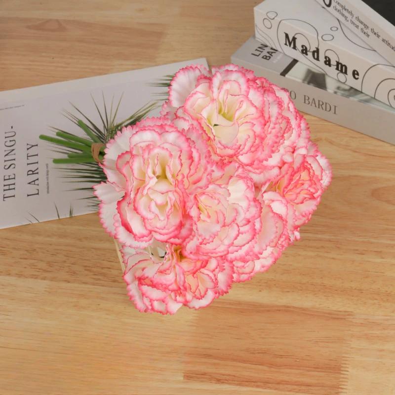 Festive Party Decorative Simulation Flowers Silk Carnations Wedding Decoration Fake Flower Artificial Pink Carnations Bouquet