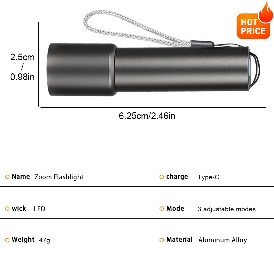 10000000LUM LED Flashlight High Power Type-C Rechargeable Torch Zoomable Light for Outdoor Camping Hiking Lamp Emergency Lantern