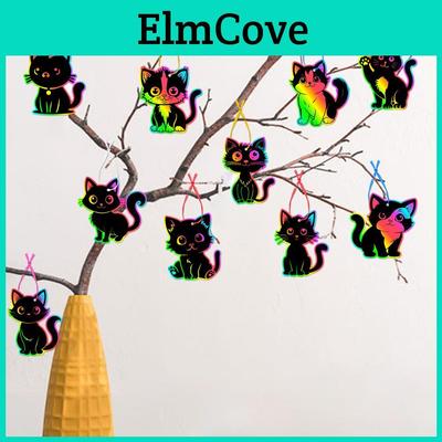 Cat Diy Scratch Card Party Decor With Colorful Hanging For Birthday Celebration And Kids Event