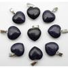 16MM Heart-Shaped Natural Stone Pendant: Amethyst Rose Quartz Green Aventurine Tiger Eye
