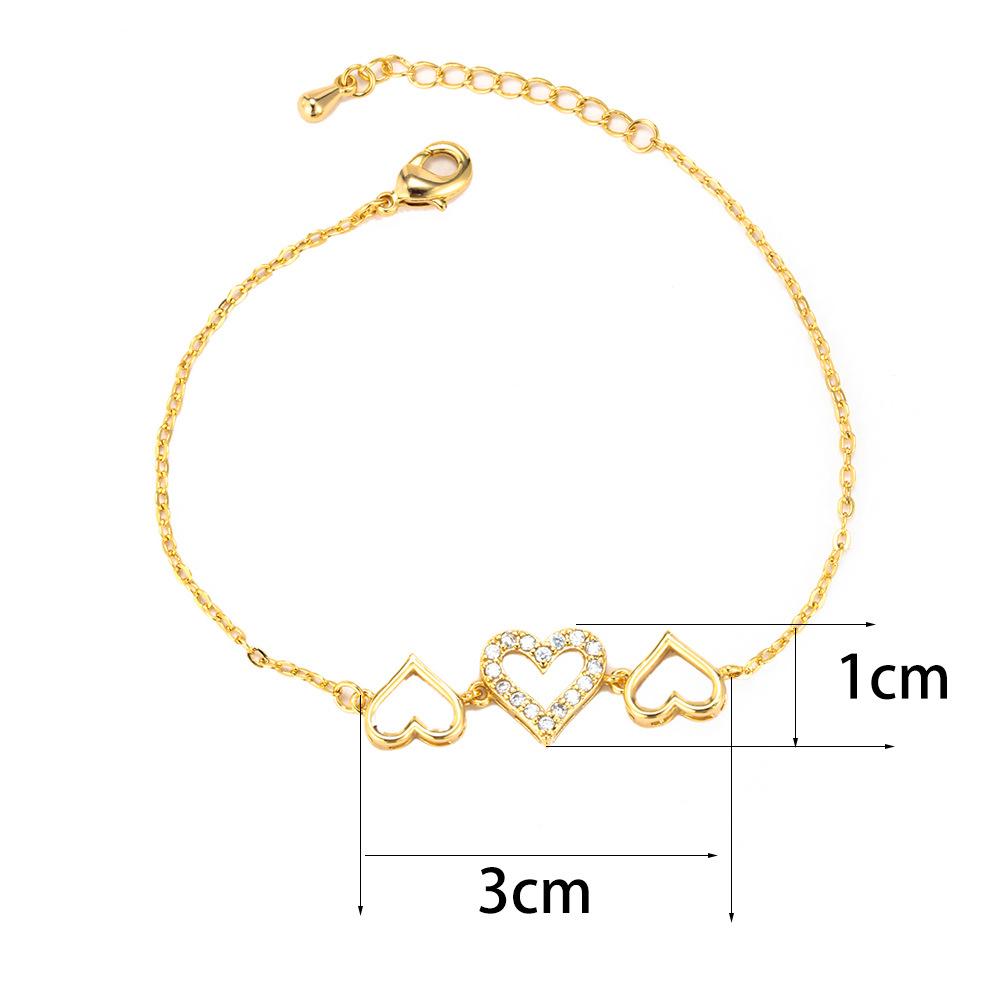 Dobbelt hjertearmbånd damesmykker Nytt tilbehør Peach hjertearmbånd