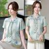 Spring Print Short Sleeve T-shirt for Middle-aged and Elderly Women – Chic, Slimming Summer Fashion for Mothers