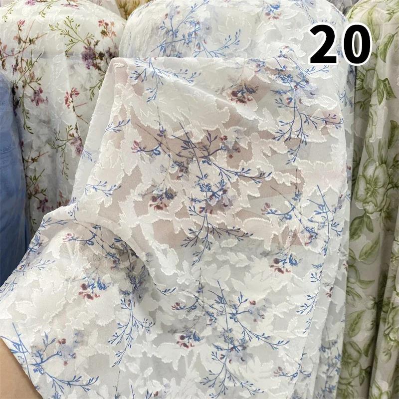 

50cm Breathable Jacquard Chiffon Fabric for Dresses Skirts Shirt T-Shirt DIY Sewing 150cm Width Needlework Cloth Thin Soft Cloth 50x150cm