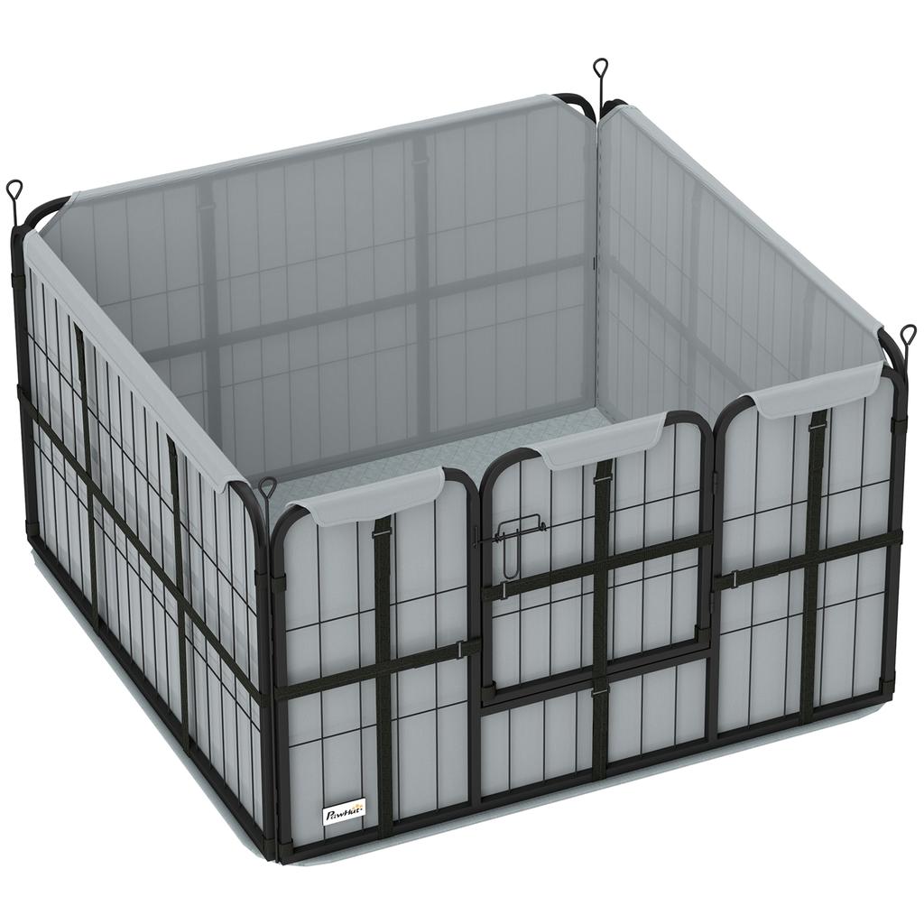 Steel Dog Whelping Box with Washable Whelping Pad, Wind-Resistant Cloth, for Small, Medium Dogs, 102 x 102 x 60cm