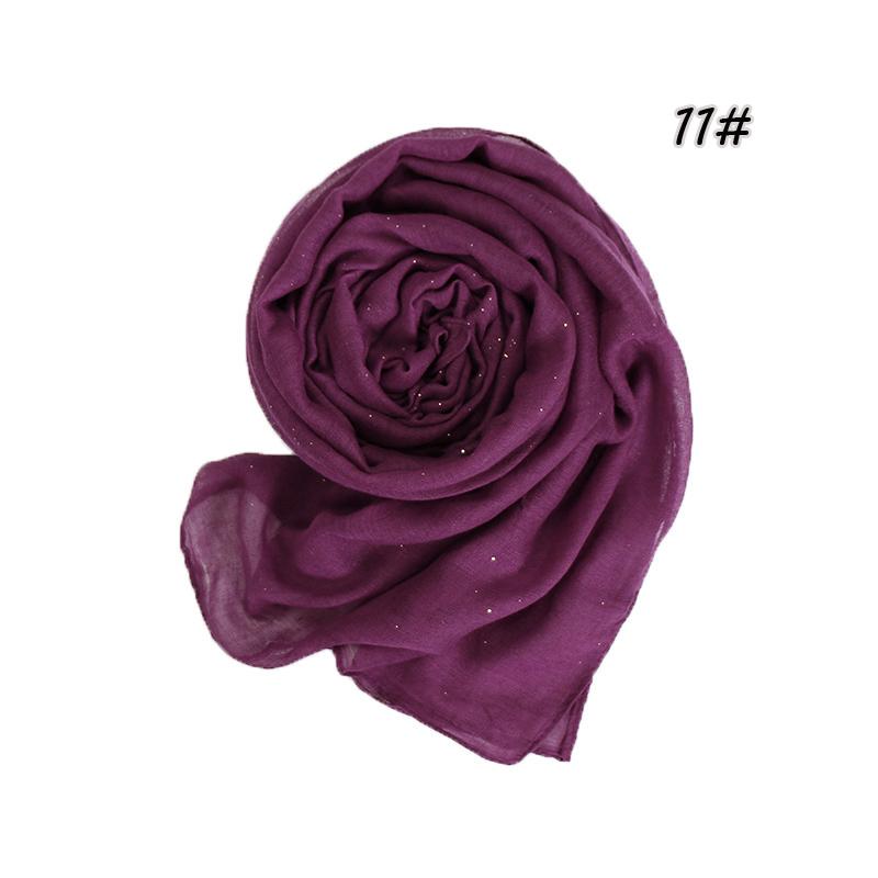 Shimmer Glitter Cotton Viscose Hijab Scarves For Women Muslim Long Shawls Headscarf Wraps Solid Headbands Stole Bufandas Turbans