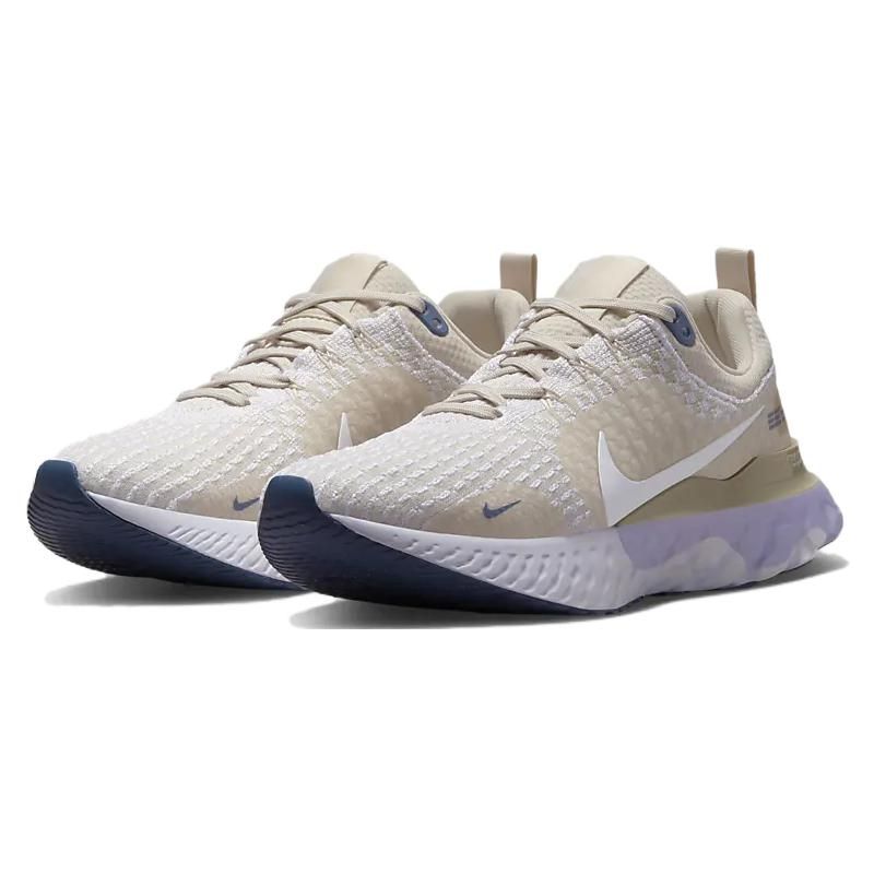 Nike React Infinity Run Flyknit 3 Oatmeal Women Sneakers Cream White Oxygen-Purple DZ3016-101