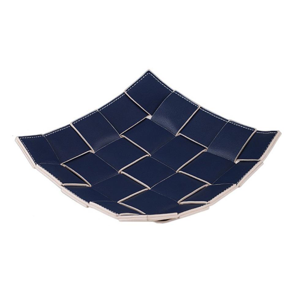 Waterproof Leather Woven Storage Tray Square Advanced Trinket Storage Dish Convenient Multi-functional Entrance Key Tray Home S
