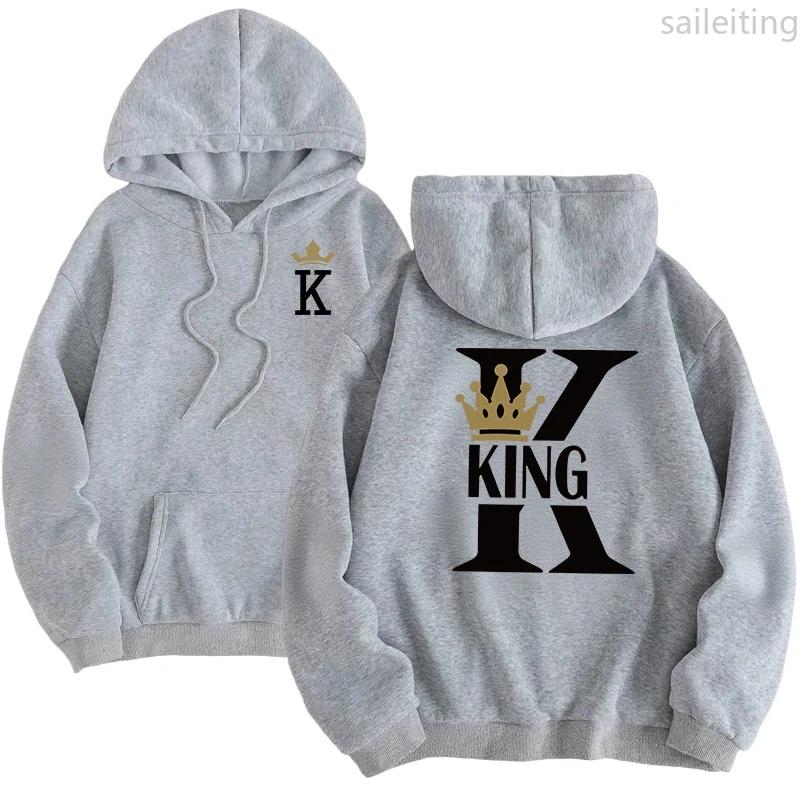 Queen King Print Pullover Woman Fall Winter New Arrival Couples Sweatshirts Home Outdoor Comfort Warm Casual Hoodies Aesthetic