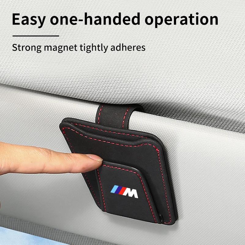 UYDH3 New Car Glasses Clip Sun Visor Card Glasses Holder Cars Accessories For BMW Motorsport X1 X3 X5 E39 E46 E90 F20 E60 F30 E36