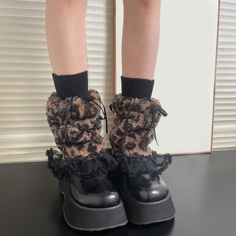 Womens Furry Party Costume Warm Faux Furs Fuzzy Long Boot Shoes Cuffs Cover Leg Warmers/Boot Sleeves/Boot Covers