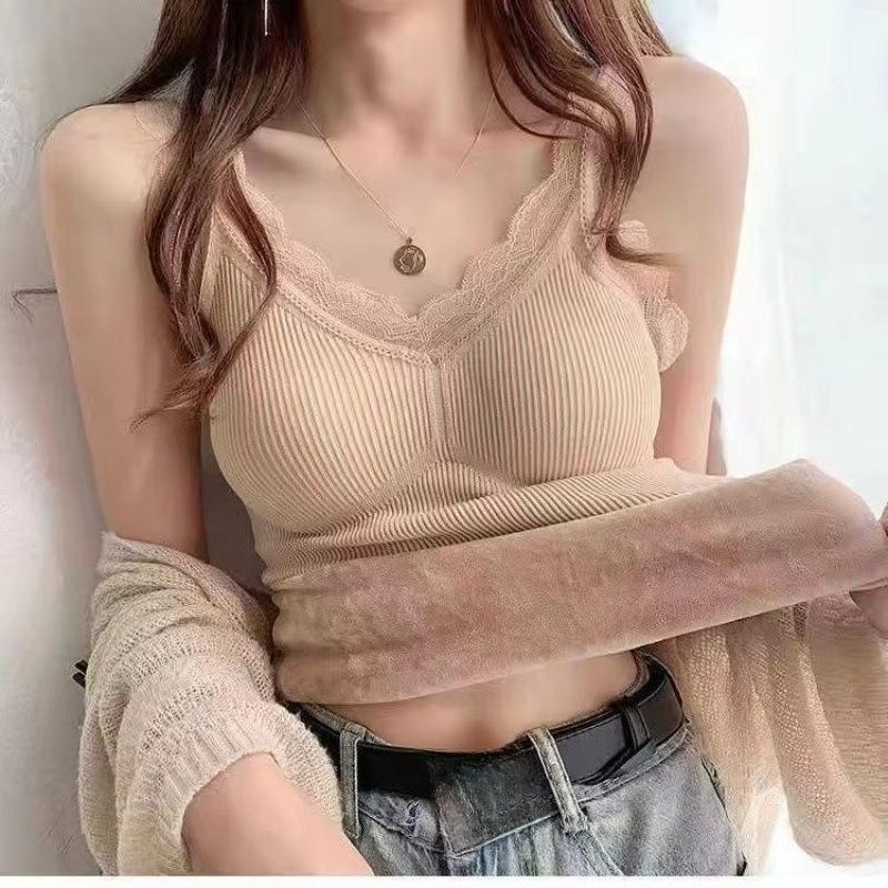 S-3XL كاميسول حراري نسائي مبطن بالصوف طبقة أساسية سميكة