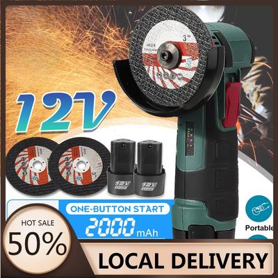 12V 9500RPM Mini Cordless Brushless Angle Grinder with Rechargeable Lithium Battery Polishing Machine Diamond Cutting Power Tool 2000W