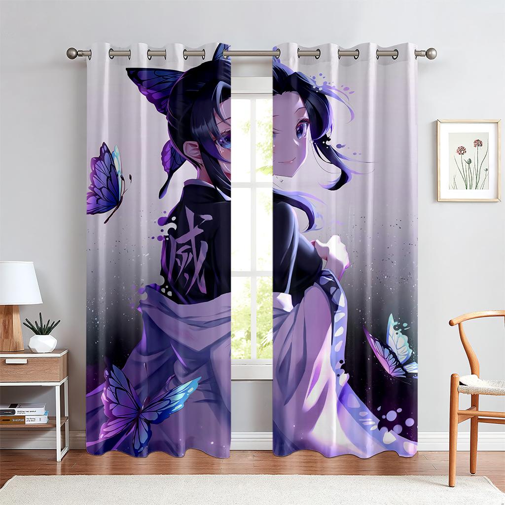 3D Cartoon Anime Character Curtains Children's Favorite Bedroom Decor Anime Curtains 2 Panels Boy Girl Room Den Window Decor