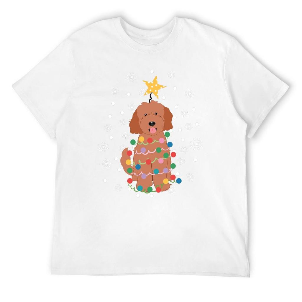 Red Ruby Goldendoodle Christmas Tree T-Shirt Graphic T Shirt Vintage Graphic Tee Shirt Oversized Sweat Anime Shirts Men