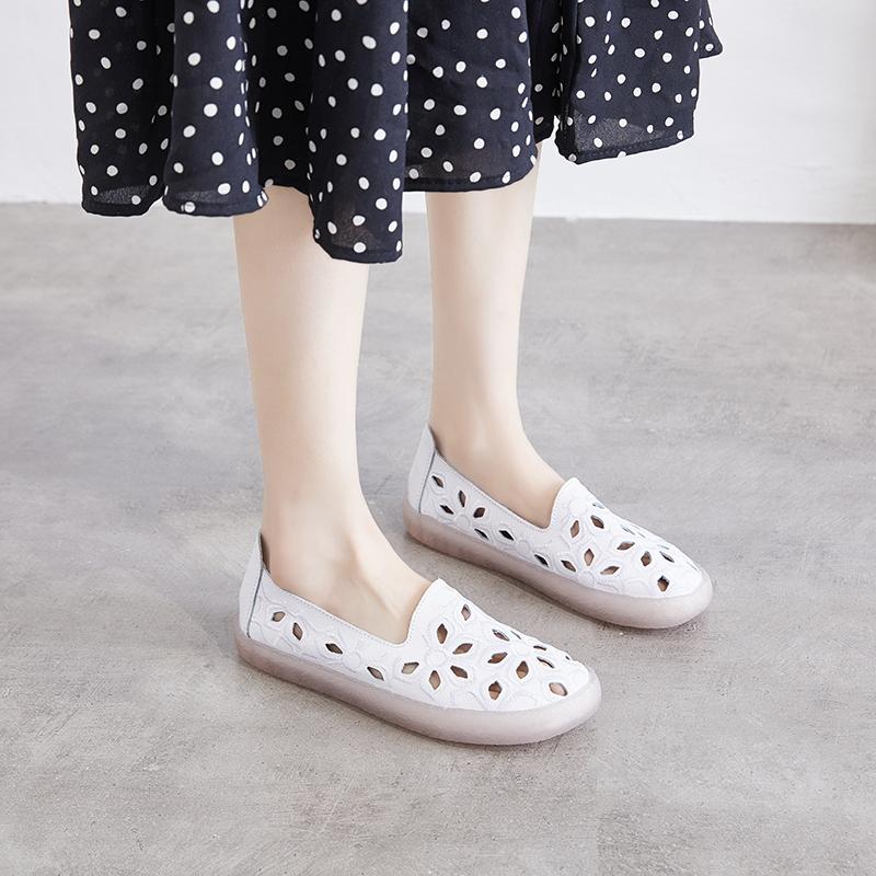 

Летние женские мокасины, кожаная обувь для вождения, удобные туфли на плоской подошве, повседневные слипоны и эспадрильи для девочек EU:40 белый