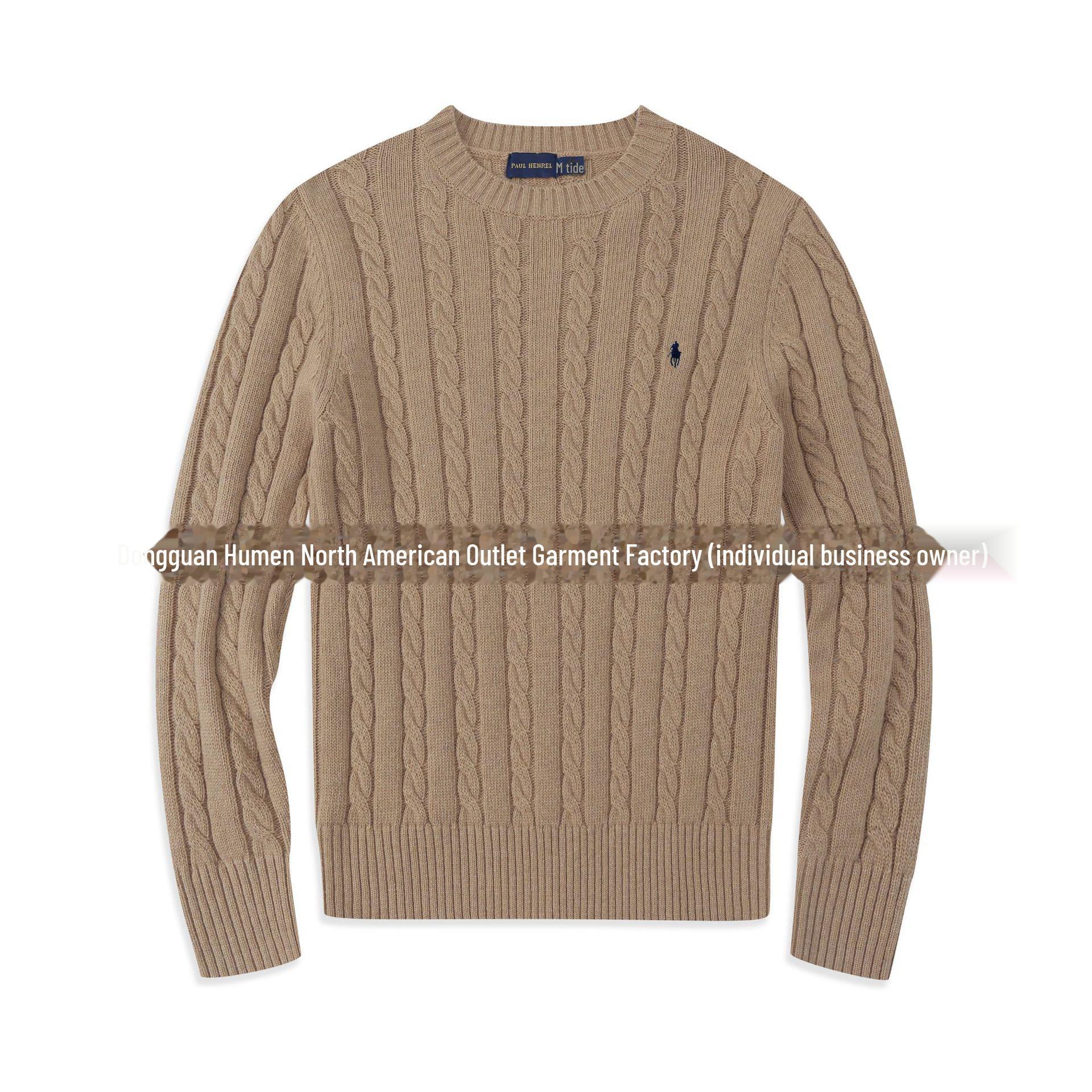 

Мужской шерстяной свитер с круглым вырезом и логотипом RL Pony - Casual Paul Design M верблюд