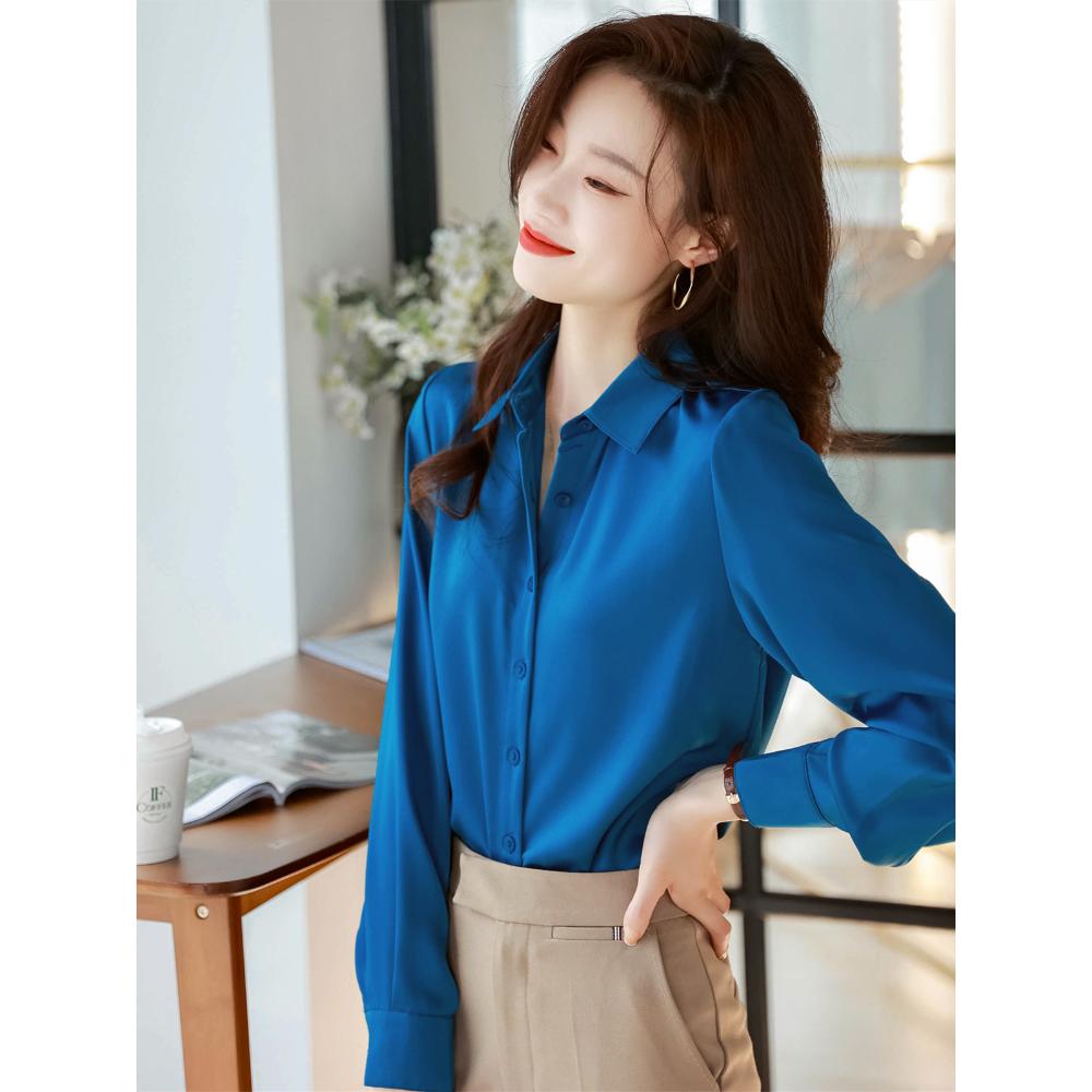 Japanese Satin Anti-wrinkle Droop Texture High-end Shirt for Women Long Sleeves Can Be Fashionable and Professional