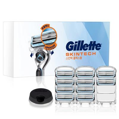 Gillette 2024 Skintech ostrze do maszynki 10 szt. + zestaw stojak na maszynkę, 1 zestaw, koreańskie ostrze do maszynki