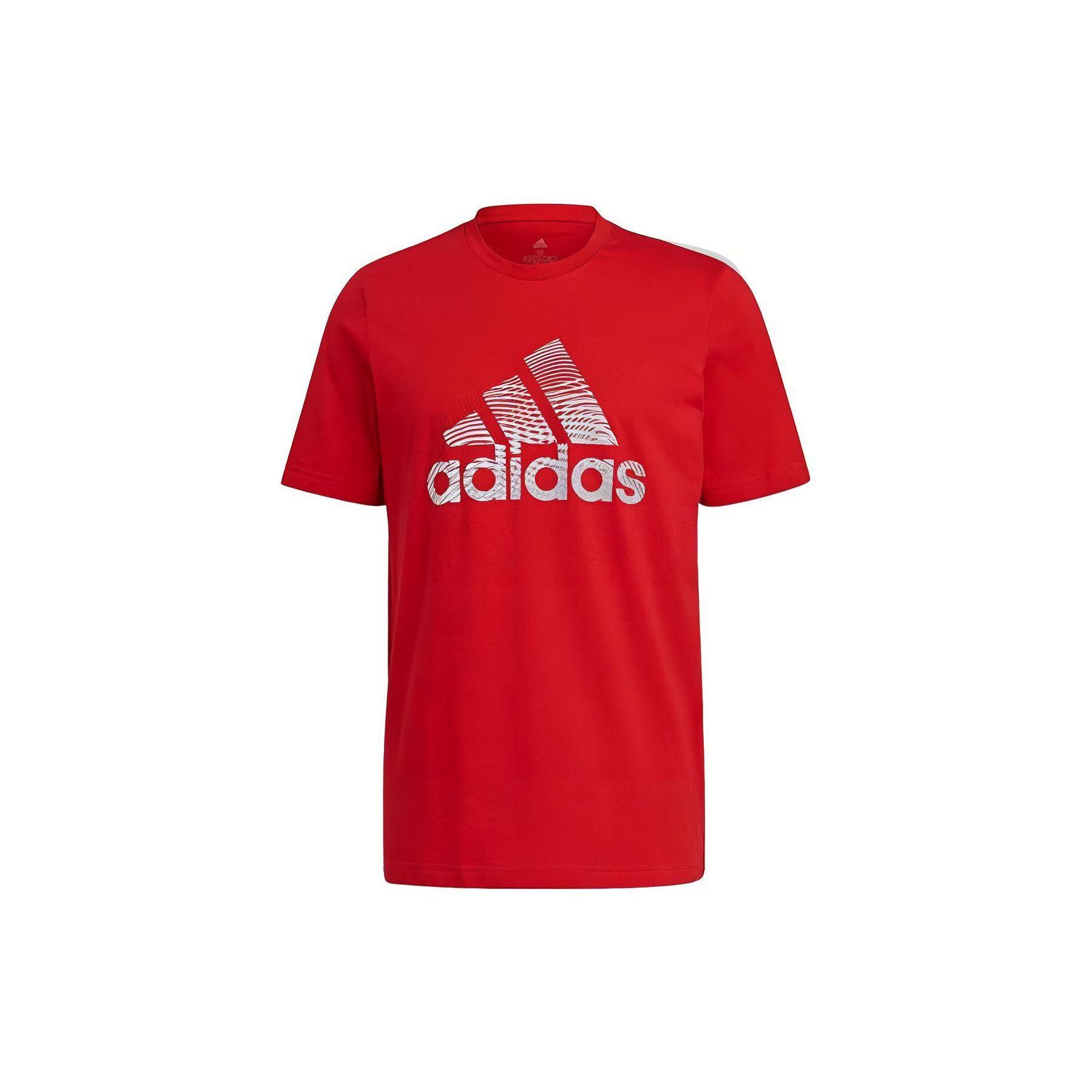 

Adidas Alphabet Logo Print Круглый вырез с коротким рукавом Футболка Мужские топы Красный GL2401 S