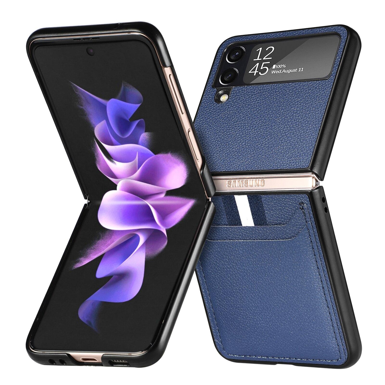 

Non-Fingerprint Ultra Thin Leather Funda Case for Samsung Galaxy Z Flip4 Flip 4 Flip3 Flip 3 5G Phone Accessories Card Holder