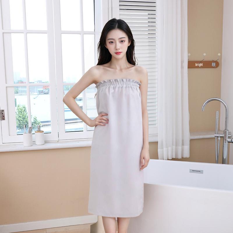 Summer Strapless Quick-Dry Bathrobe for Women - Lightweight, Absorbent Water-Washed Cotton for Home or Salon Use