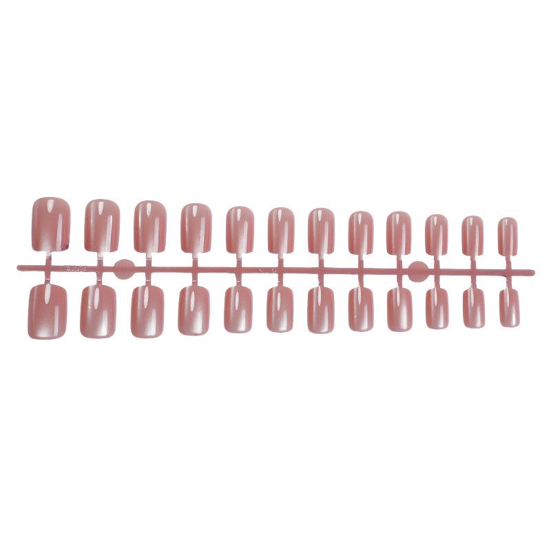 Porcelain White Cat Eye Press-On Nails: Medium-Long, Translucent Spring/Summer Manicure for Women