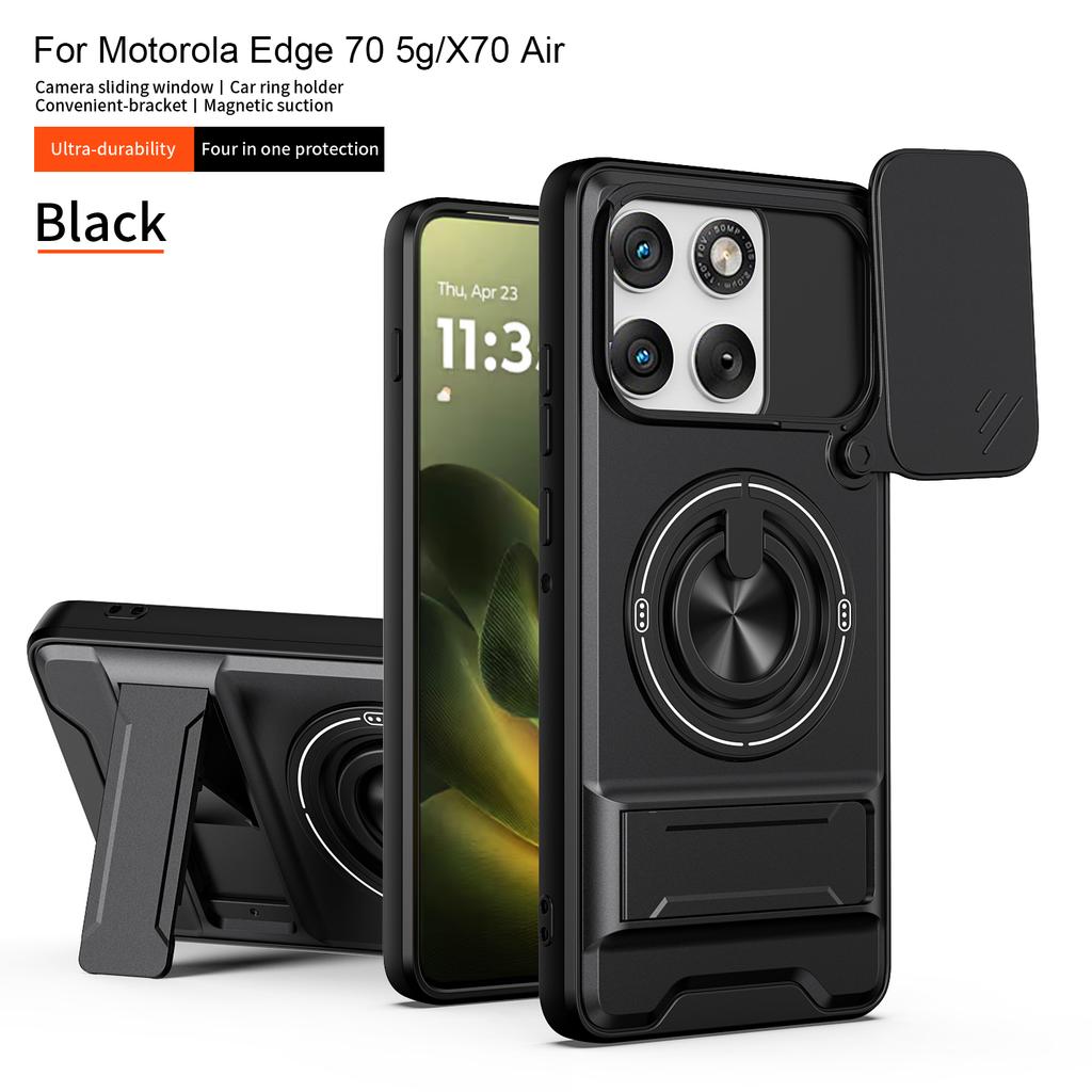 Für Motorola Edge 70 Hülle Moto edge 70 Abdeckung Magsafe Magnetischer Klapphalter Militärische Panzerung Kamera Schutzhülle
