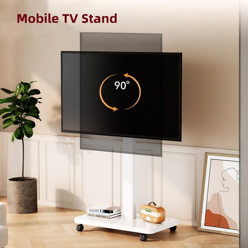 Rolling TV Stand for 10-43 Inch TVs PC, Portable Mobile TV Cart on Wheels Universal Floor Stands with Swivel Mount Fit Corner