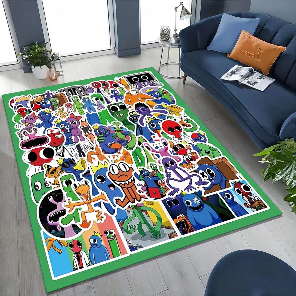 Game 3D R-Rainbow F-Friends Cartoon Art Rug for Bedroom Living Room Sofa Home Doormat Decor,Large Kid Play Non-slip Floor Mat
