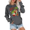Women's Casual Comfortable Neck Hooded Long Sleeve Christmas Print Warm Sweatshirt