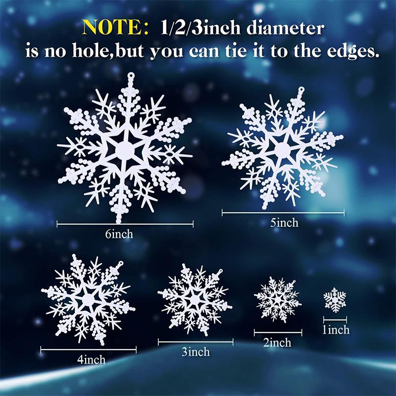 White Christmas Snowflake Decoration Plastic Snowflake Hanging Xmas Tree Craft for Home Party Decor New Year 2026 Gifts Ornament
