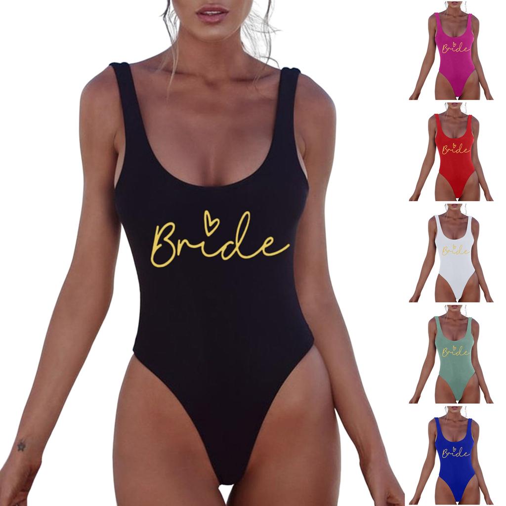 Women's Swimwear Team Bikini Bride Bachelorette Party Bachelorette Party Swimsuit Swimwear Swimwear Cotton Women Bikini Sea