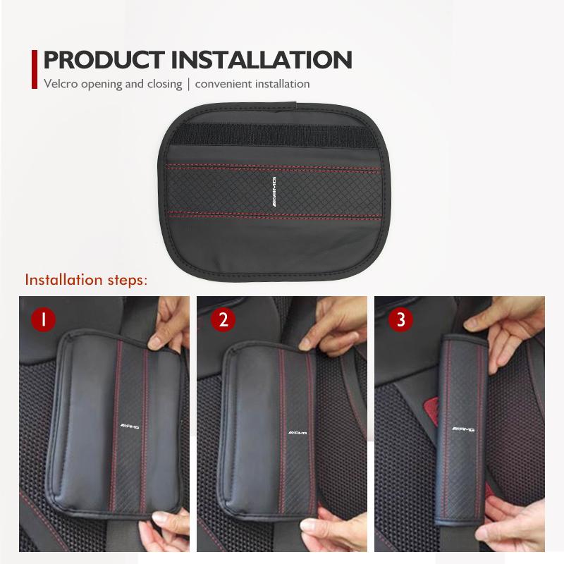 CSF1   Leather Car Seat Belt Cover Shoulder Protection Strap Pad For Mercedes Benz AMG W202 W212 W213 W220 W221 W222 C180 C200 C260