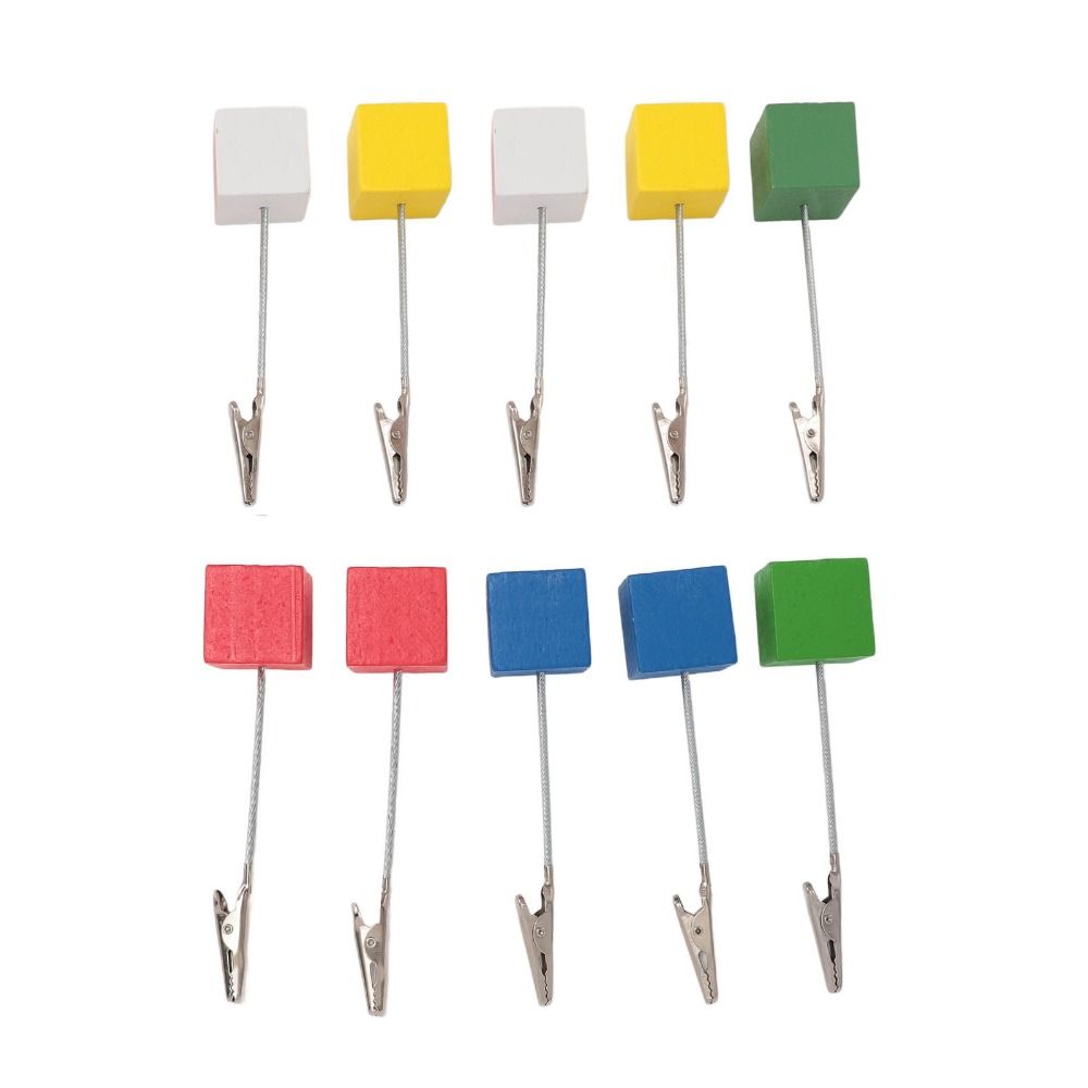 10Pcs Multi-Color Table Number Stand with Crocodile Clasp Wooden Block Photo Holder  Table Setting