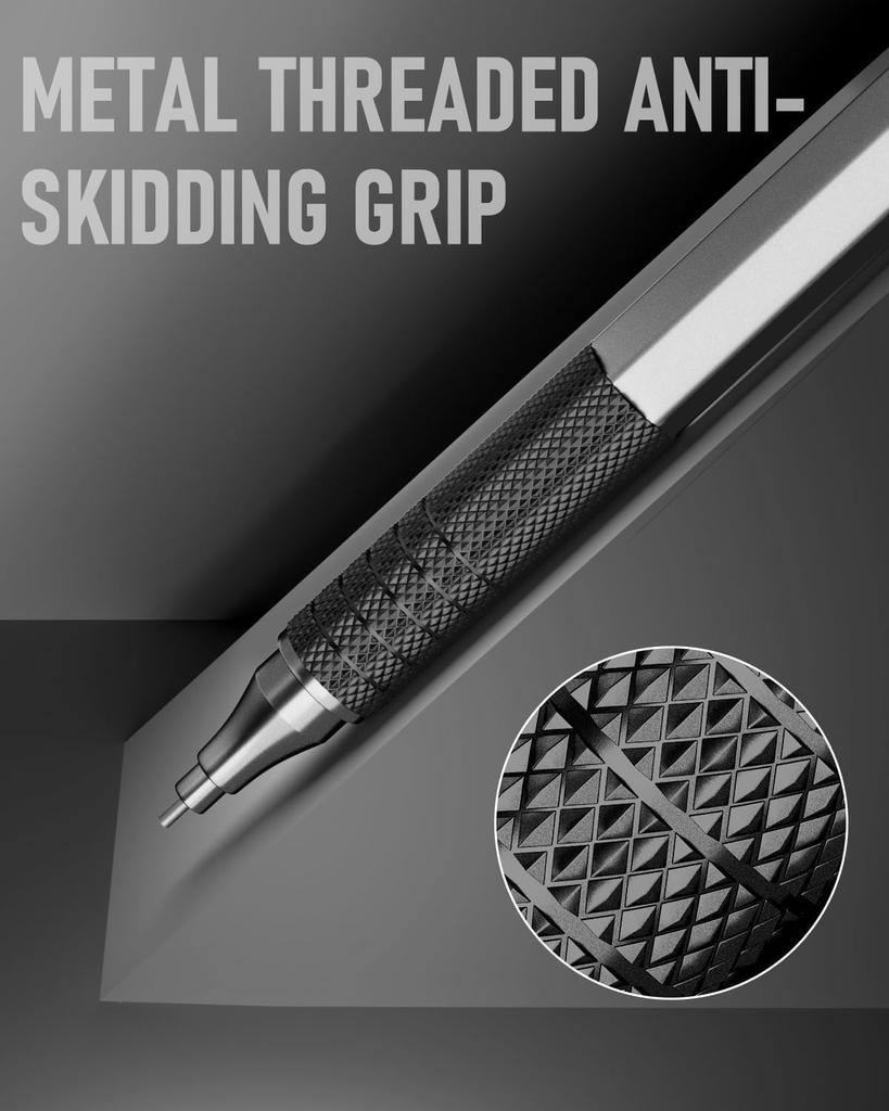 Sada čtyř bonbónů a kovové mechanické tužky s 3 480 HB tuhou a pro a kreslení 0,5 mm, 0,7 mm, 0,9 mm Pouzdro, Tužky, Náplně, Guma, Černá,