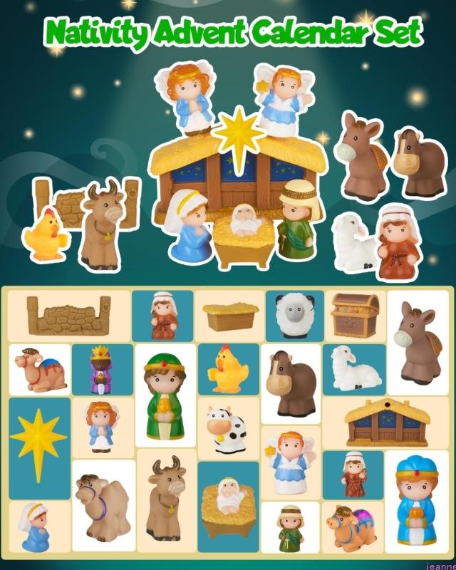 Nativity Advent Calendar 2025 Kids, Christmas Story Nativity Playset Christian Advent Calendar for  Kids, Boys, Girls