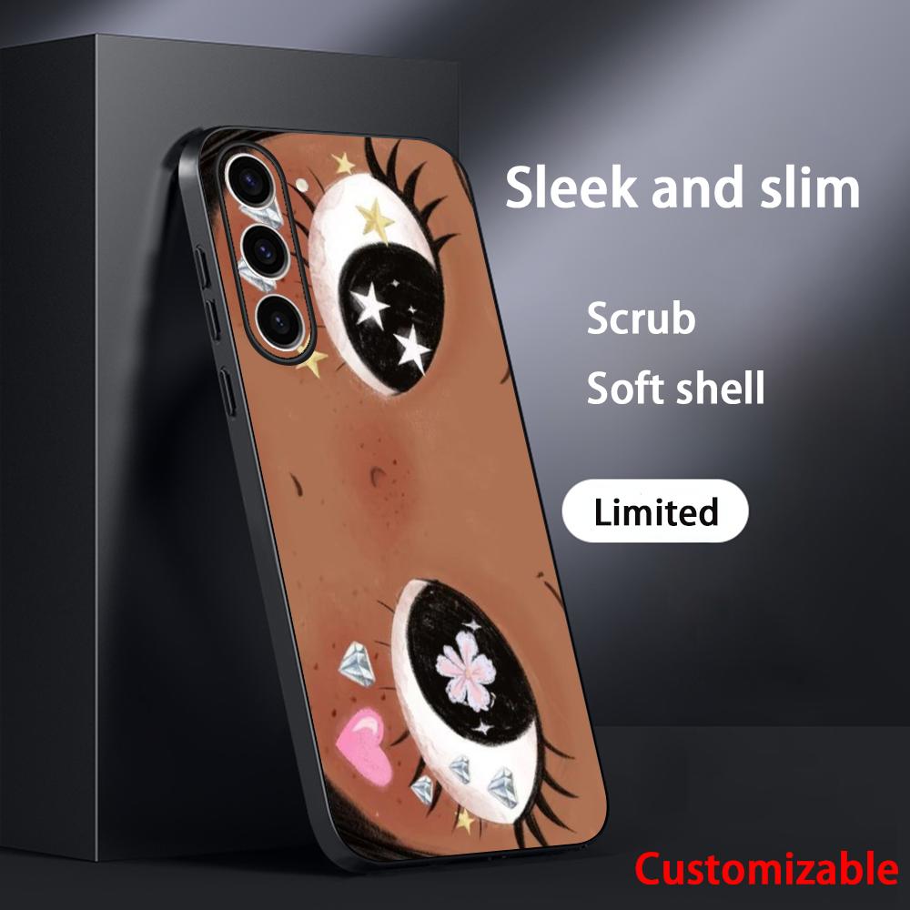 Big-eyed Cute Girl Cartoon Design Phone Case For Samsung Galaxy S26 S25 S24 S23 S22 S21 Plus Ultra Note20 Soft Black